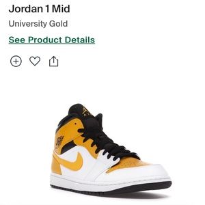 NIKE JORDAN 1 MID SNEAKERS WHITE/UNIVERSITY GOLD-BLACK